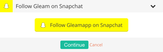 Mobile view of Follow on Snapchat Action for Gleam.io