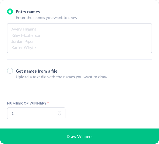 Entry names field in Quick Draws interface