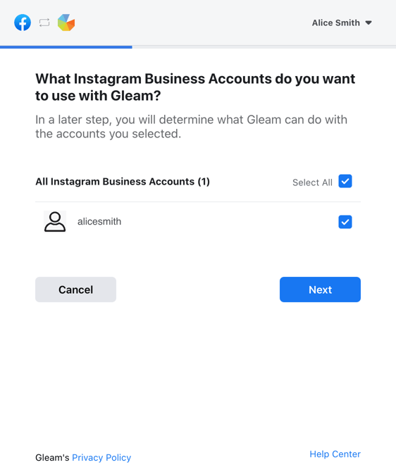 Connect Instagram Business Account to Gleam