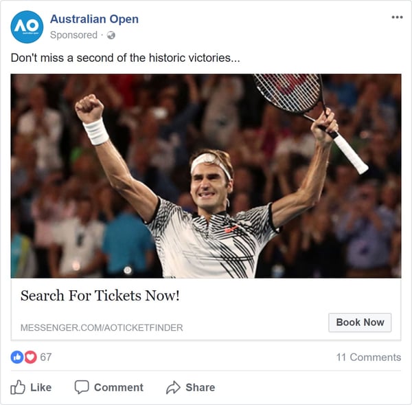 Australian Open Facebook Ad
