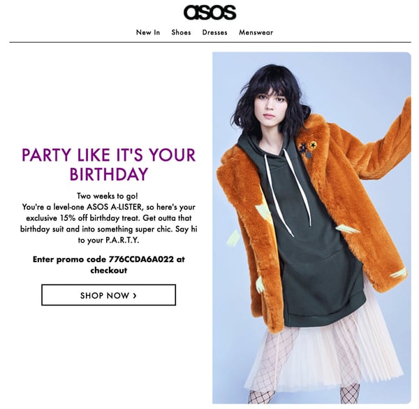 ASOS Birthday Email