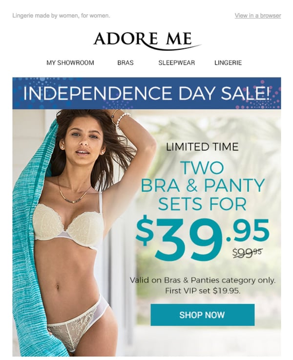 Adore Me Limited Time Offer Email