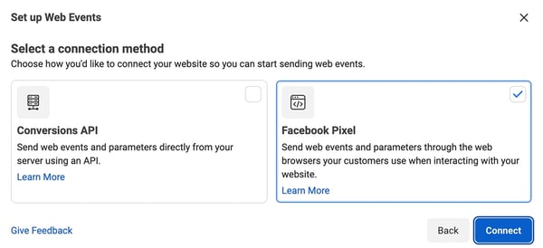 Set up a Facebook Pixel in Events Manager