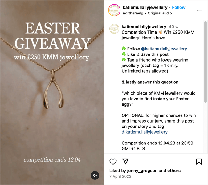 Easter Jewellery Giveaway on Instagram