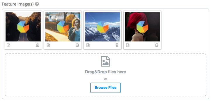Upload up to 5 images in the feature image slider