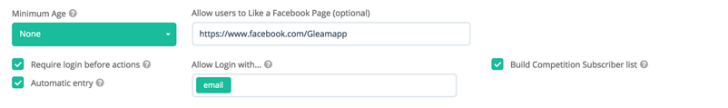 Enable 'Automatic entry' from Gleam dashboard