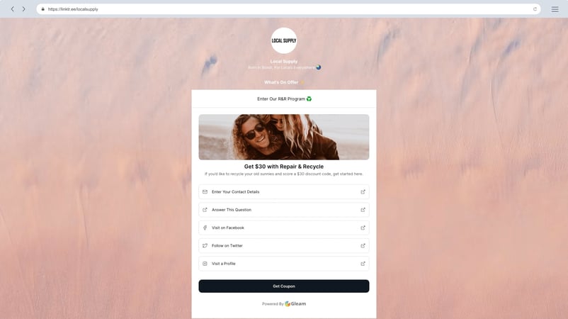 Linktree Influencer Coupon Template on Linktree