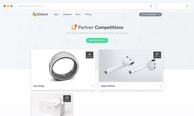 Gleam's Partner Competitions page