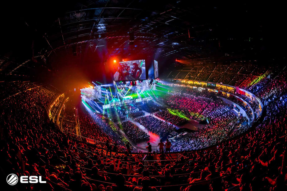 ESL event held in a stadium with full attendance