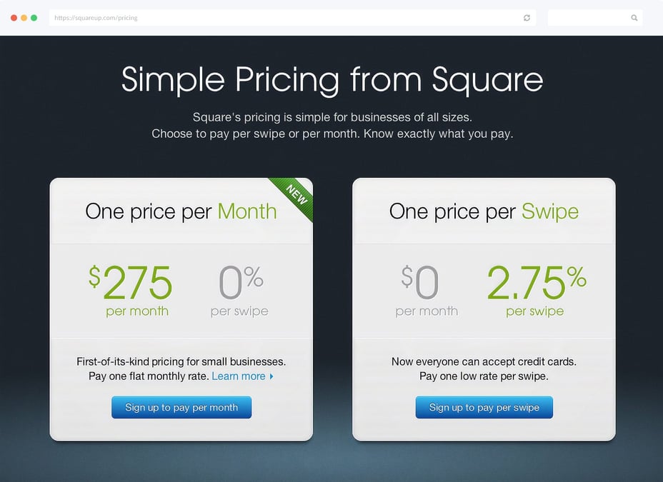 Square Pricing Page