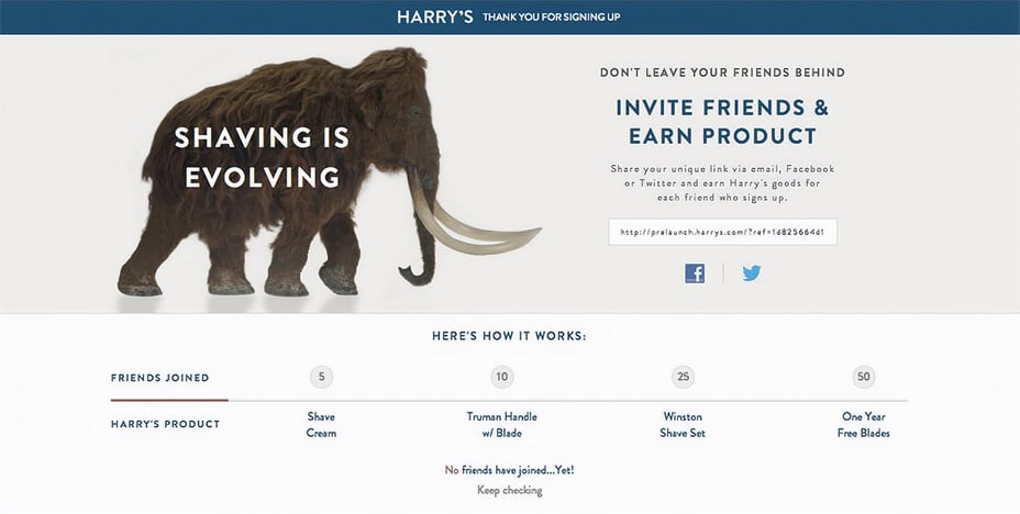 Harry's Pre-Launch Page
