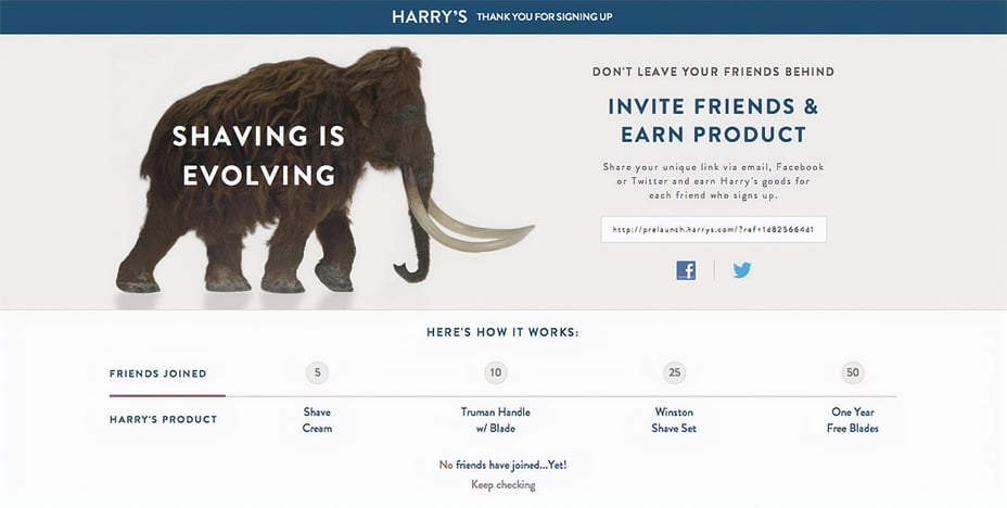 Harry's Landing Page