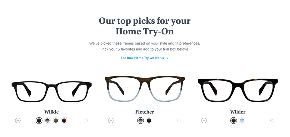 Warby Parker Personalised Recommendations