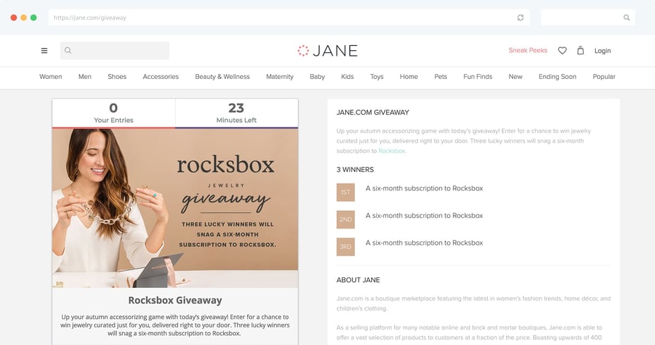 Jane.com Weekly Giveaway Page