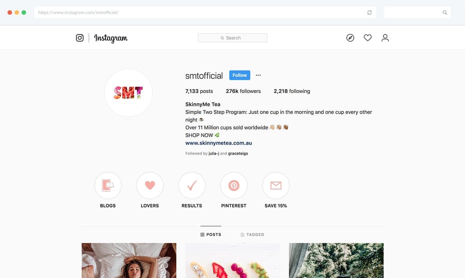 SkinnyMe Tea Instagram Business Account
