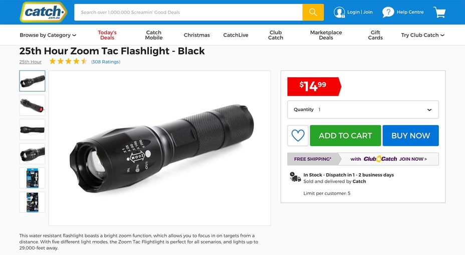 Catch Flashlighht Product Page