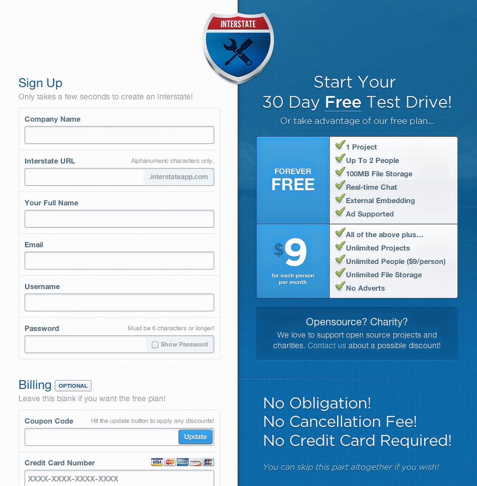 Interstate Pricing Page