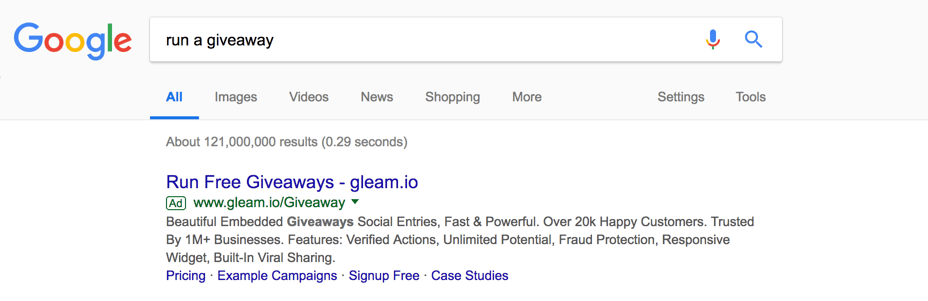Gleam Google Ad