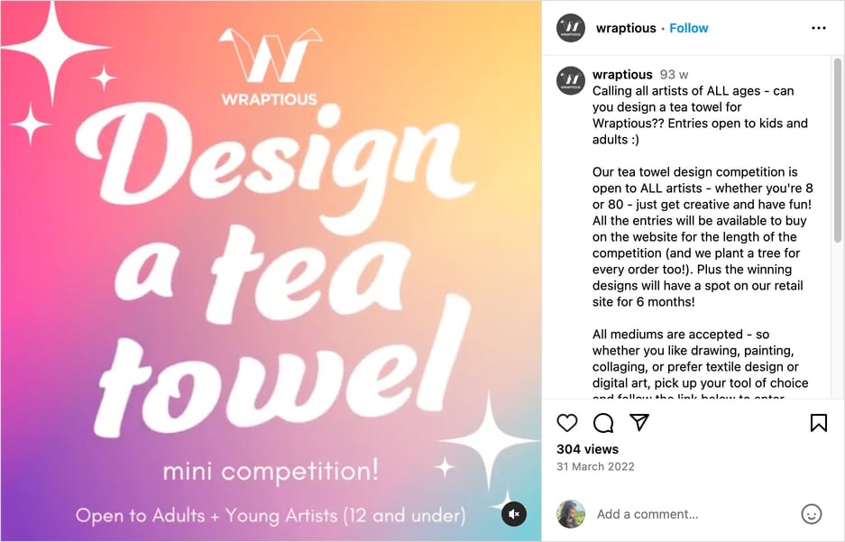Wraptious Tea Towel Competition on Instagram